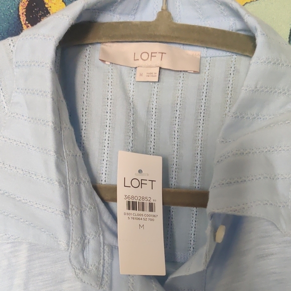 LOFT Sky Blue Button Down Shirt - Picture 2 of 2